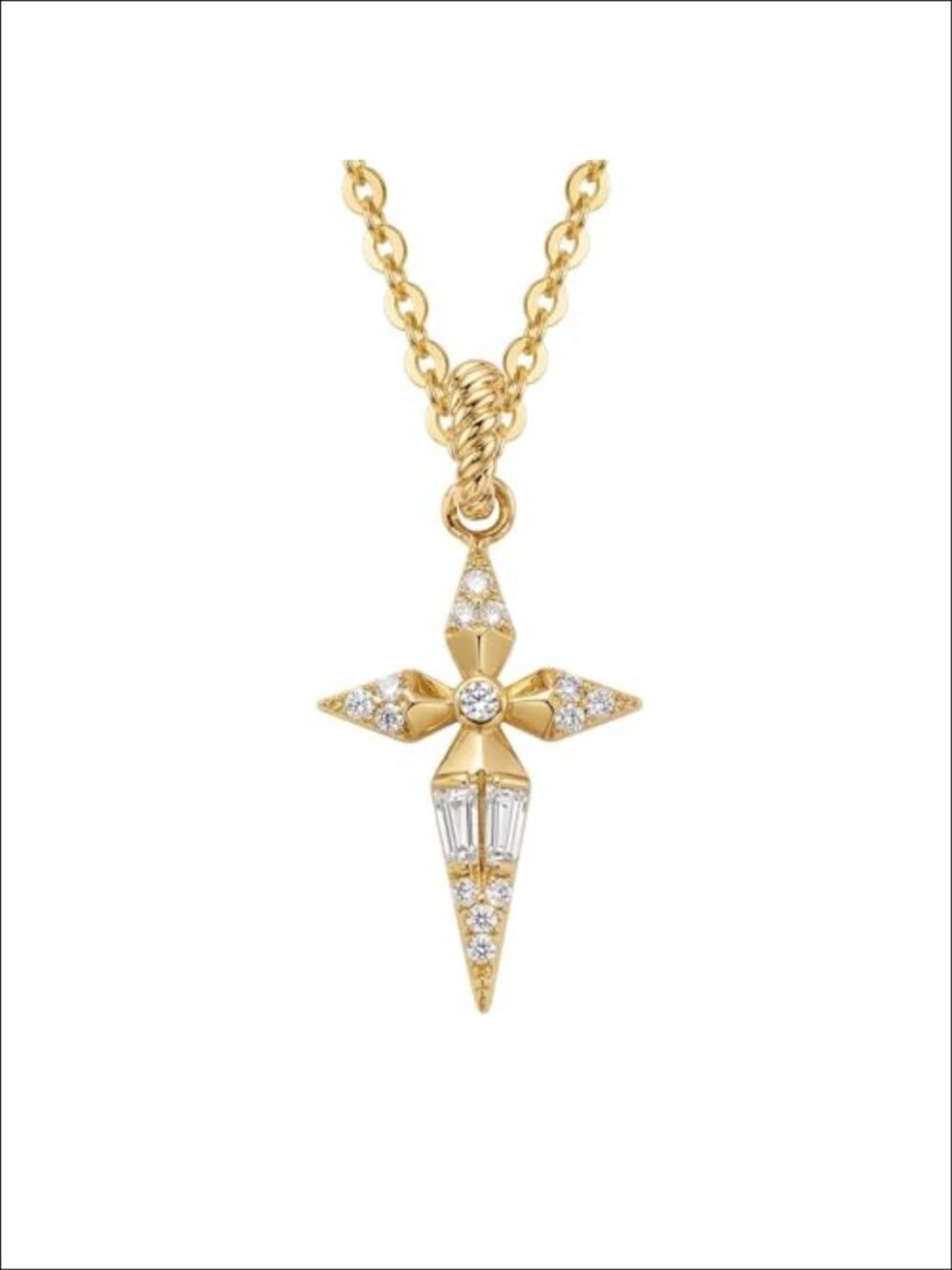 14K Gold Plated Cross Necklace Cubic Zirconia Pendant